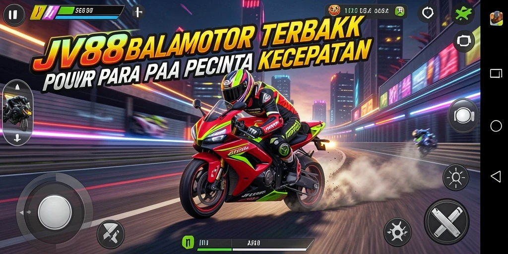 Screenshot menarik menampilkan aksi balap motor yang intens.