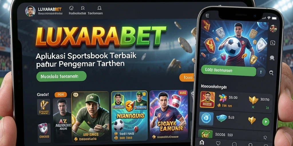 Screenshot LUXARABET menampilkan antarmuka aplikasi Sportsbook yang menarik.