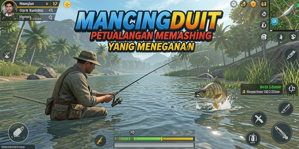 Gameplay menegangkan di MANCINGDUIT dengan aksi memancing yang seru.
