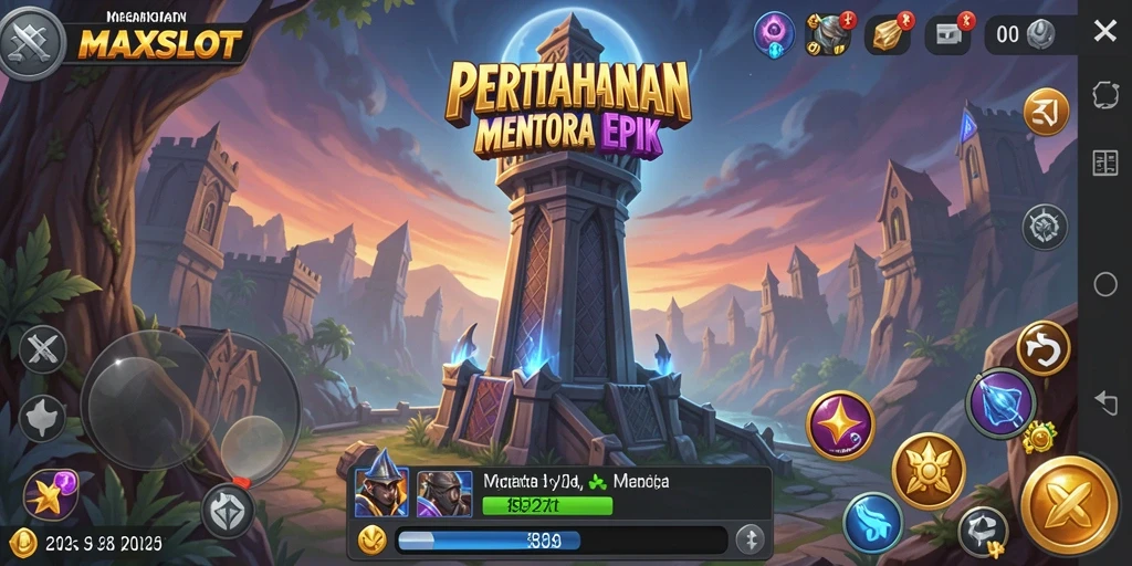 Tampilan gameplay seru dari MAXSLOT Tower Defense.