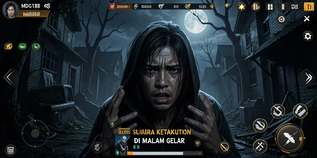 Gameplay menakutkan di MDG188 dengan atmosfer gelap.
