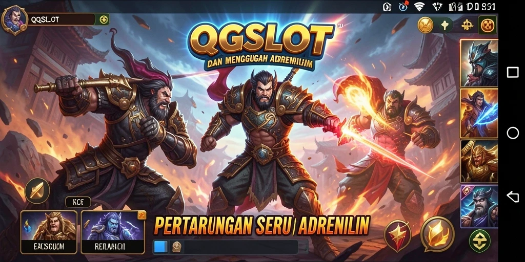 Tampilan gameplay QQSLOT yang seru dan penuh aksi pertarungan.