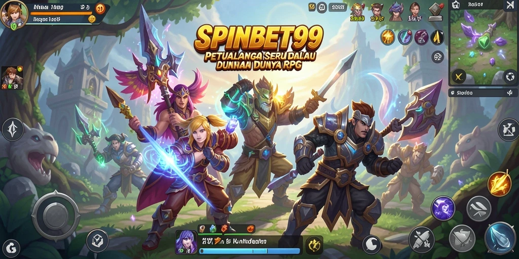 Screenshot gameplay SPINBET99 yang menampilkan aksi petualangan RPG.