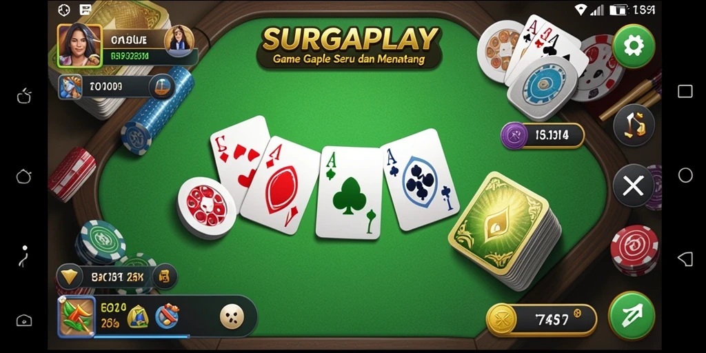 Tampilan gameplay SURGAPLAY yang seru dengan suasana bermain Gaple.