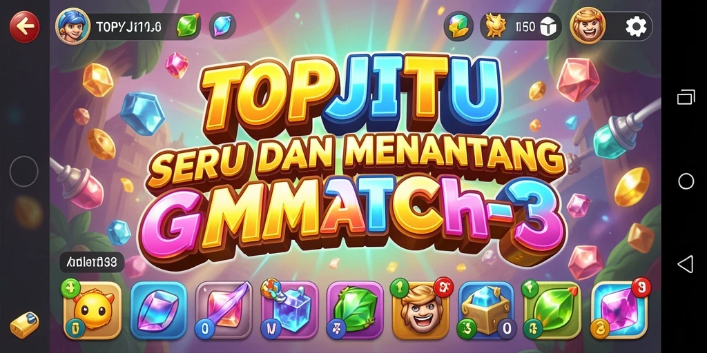 Screenshot gameplay TOPJITU menampilkan momen mencocokkan item Match-3 yang seru.